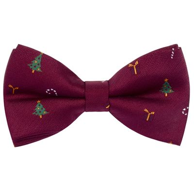 Branduce Christmas Bow Tie for Men Silk Woven Burgundy Festival Theme Bow tie Snow Men Bowties (BB08-03)