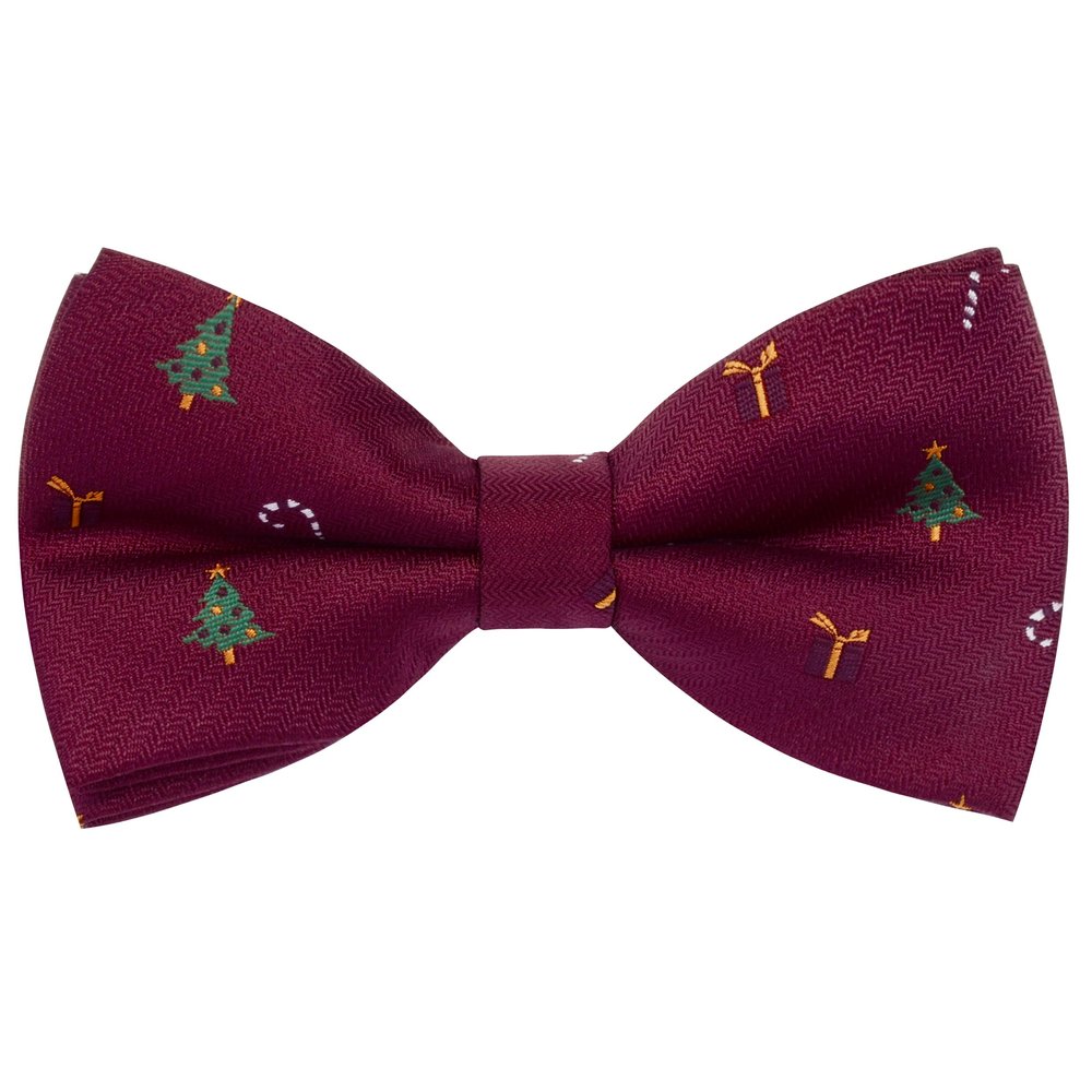 Branduce Christmas Bow Tie for Men Silk Woven Burgundy Festival Theme Bow tie Snow Men Bowties (BB08-03)