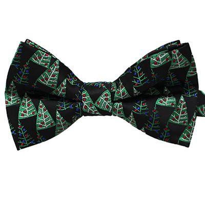 Branduce Black Green Christmas Bow Tie for Men Silk Woven Festival Theme Bow tie Christmas Pattern Mens Bowties (BB08-27)