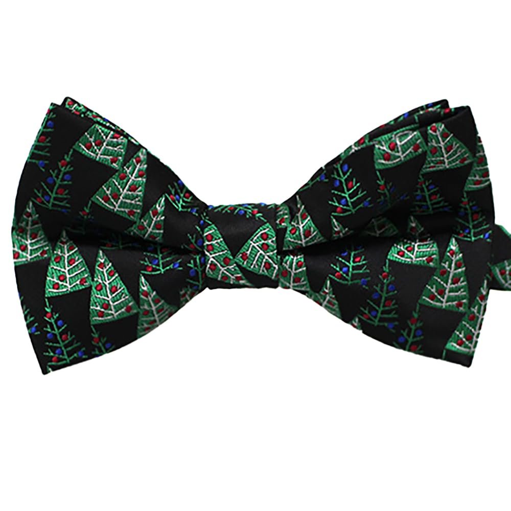 Branduce Black Green Christmas Bow Tie for Men Silk Woven Festival Theme Bow tie Christmas Pattern Mens Bowties (BB08-27)