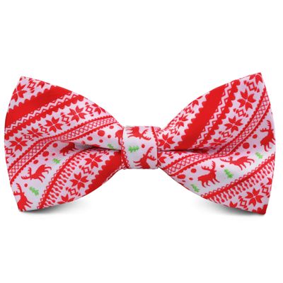 Branduce Red Christmas Bow Tie for Men Silk Woven Festival Theme Bow tie Christmas Reindeer Pattern Mens Bowties (BB08-25)