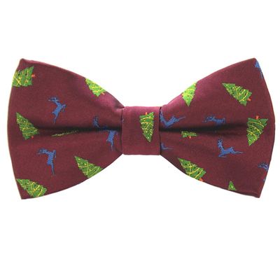 Branduce Wine Red Christmas Bow Tie for Men Silk Woven Festival Theme Bow tie Christmas Pattern Mens Bowties (BB08-35)