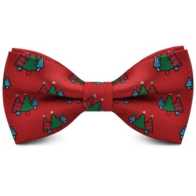 Branduce Christmas Bow Tie for Men Silk Woven Festival Theme Red Bow tie Christmas Tree Pattern Mens Bowties (BB08-23)