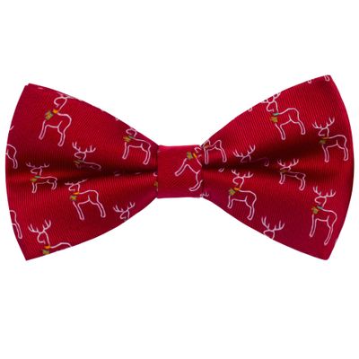 Branduce Red Christmas Bow Tie for Men Silk Woven Festival Theme Bow tie Christmas Reindeer Pattern Mens Bowties (BB08-15)
