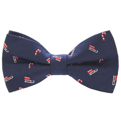 Branduce Navy Blue Christmas Bow Tie for Men Silk Woven Festival Theme Bow tie Christmas Pattern Mens Bowties (BB08-38)