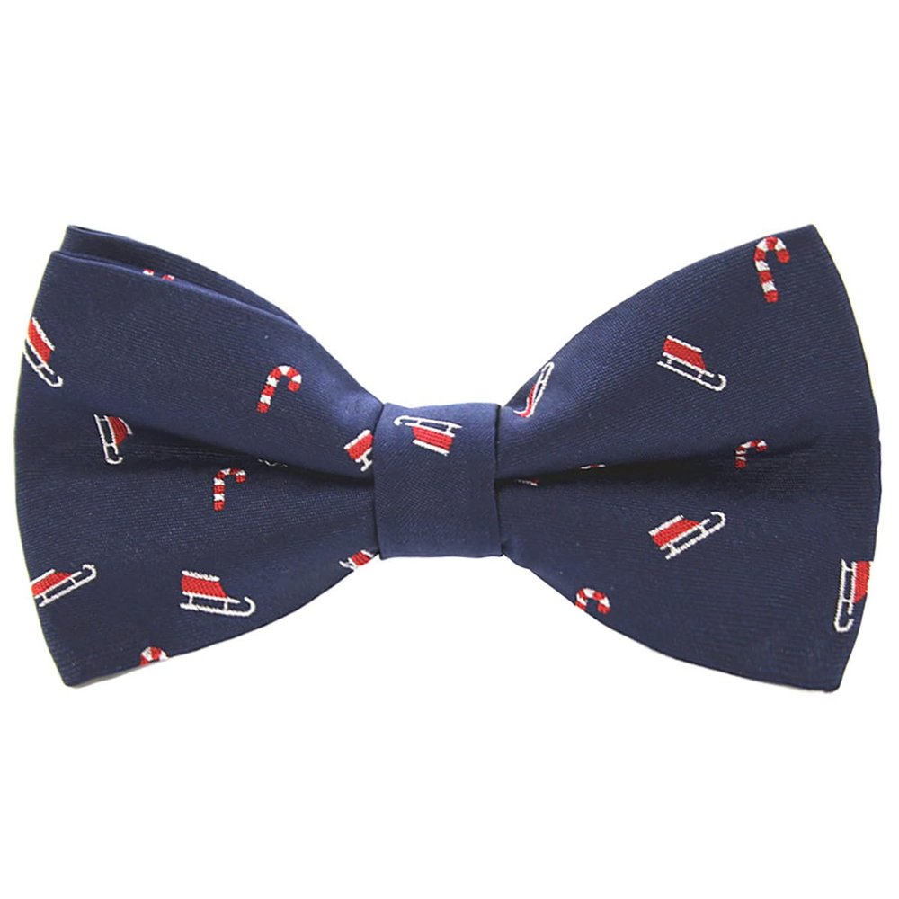 Branduce Navy Blue Christmas Bow Tie for Men Silk Woven Festival Theme Bow tie Christmas Pattern Mens Bowties (BB08-38)