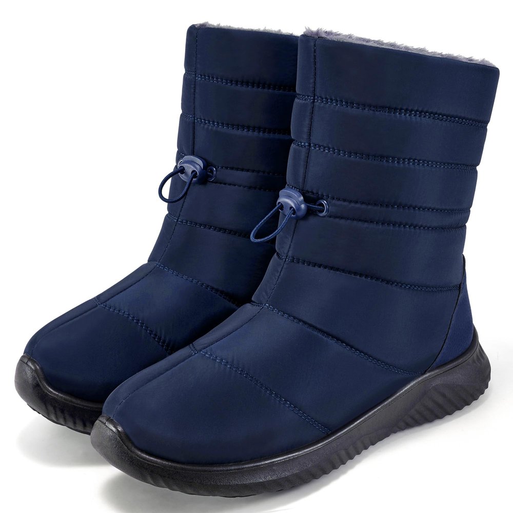 Alicegana Womens Winter Snow Boots Waterproof Warm Fur Lined Mid Calf Comfortable Non Slip Booties for Outdoor Walking