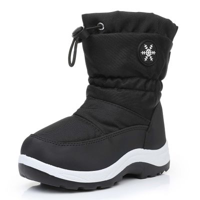 Ahannie Boys Snow Boots Toddler Kids Winter Boots Water Resistant Warm Side Zipper Shoes(Toddler/Little Kid) (Black-9)