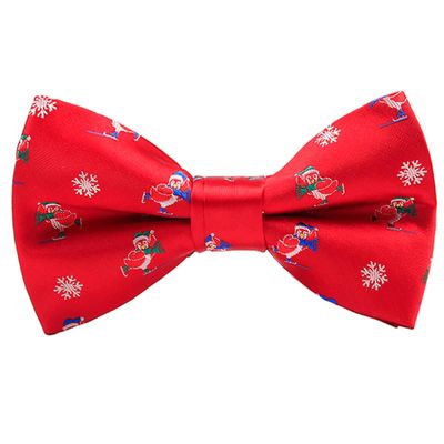 Branduce Red Christmas Bow Tie for Men Silk Woven Festival Theme Bow tie Christmas Snow Pattern Mens Bowties (BB08-37)