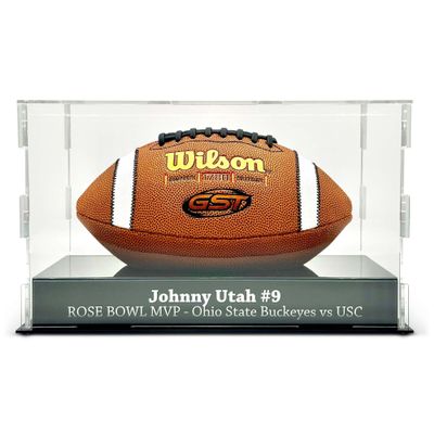 FANTASYJOCKS Custom Acrylic Football Display Case - Includes Laser Engraving