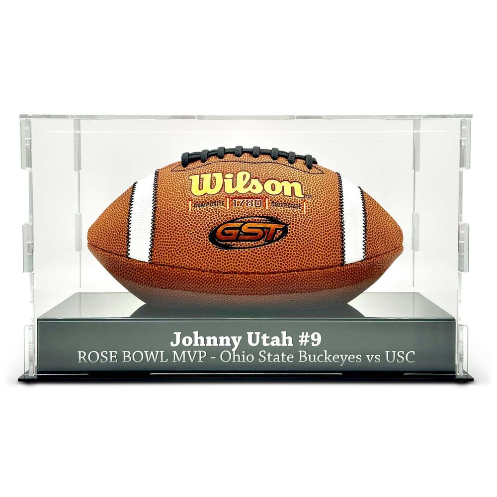 FANTASYJOCKS Custom Acrylic Football Display Case - Includes Laser Engraving
