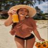 AI'MAGE Sarong Wraps for Women Swimsuit Coverup Sheer Beach Bathing Suit Chiffon Cover Up Skirt for Swimwear S-3XL Caramel view 3