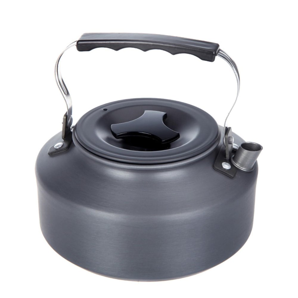 1.1L Camping Kettle, Aluminum Teapot, Portable Coffee Pot, Camping Picnic Stove Top, Compact Lightweight Water Kettle, with Mesh Bag for Bushcraft and Outdoor Campfire, Hiking (-H10021)