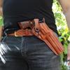 Premium Leather Three Slot Belt Holster with Retention Strap Fits S&W N-Frame .44 Model 629/29 Classic Full Underlug Barrel 5", R/H Draw, Brown Color #1261# view 4