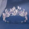 Silver Color Purple Crystal Butterfly Bridal Tiaras Crowns Headpiece Rhinestone Pageant Diadem Wedding Hair Accessories(Silver Purple) view 2