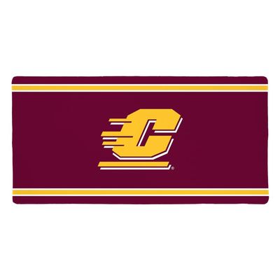 Central Michigan University CMU Chippewas Primary Logo Stripes Large Gaming Mouse Pad Desk Mat with Stitched Edges, Non-Slip Base for Gamer, Home and Office, 31.5 x 15.7