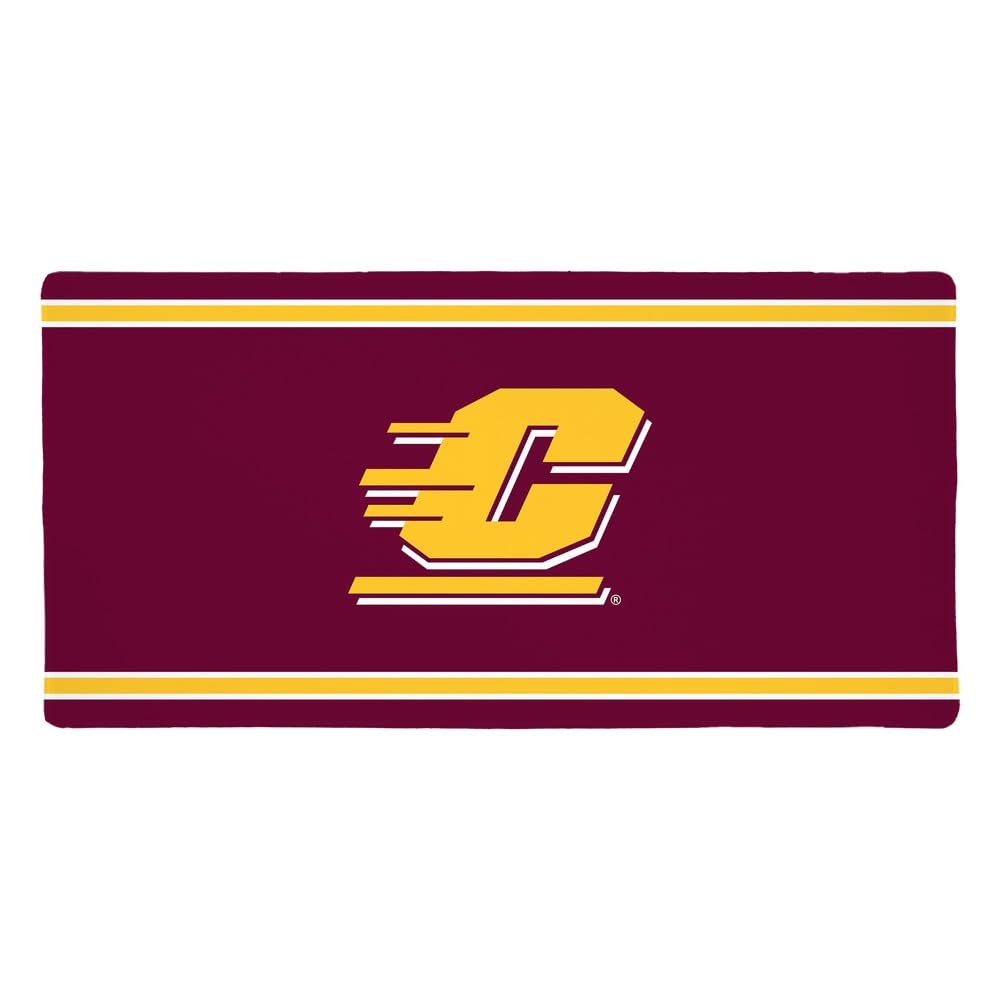 Central Michigan University CMU Chippewas Primary Logo Stripes Large Gaming Mouse Pad Desk Mat with Stitched Edges, Non-Slip Base for Gamer, Home and Office, 31.5 x 15.7