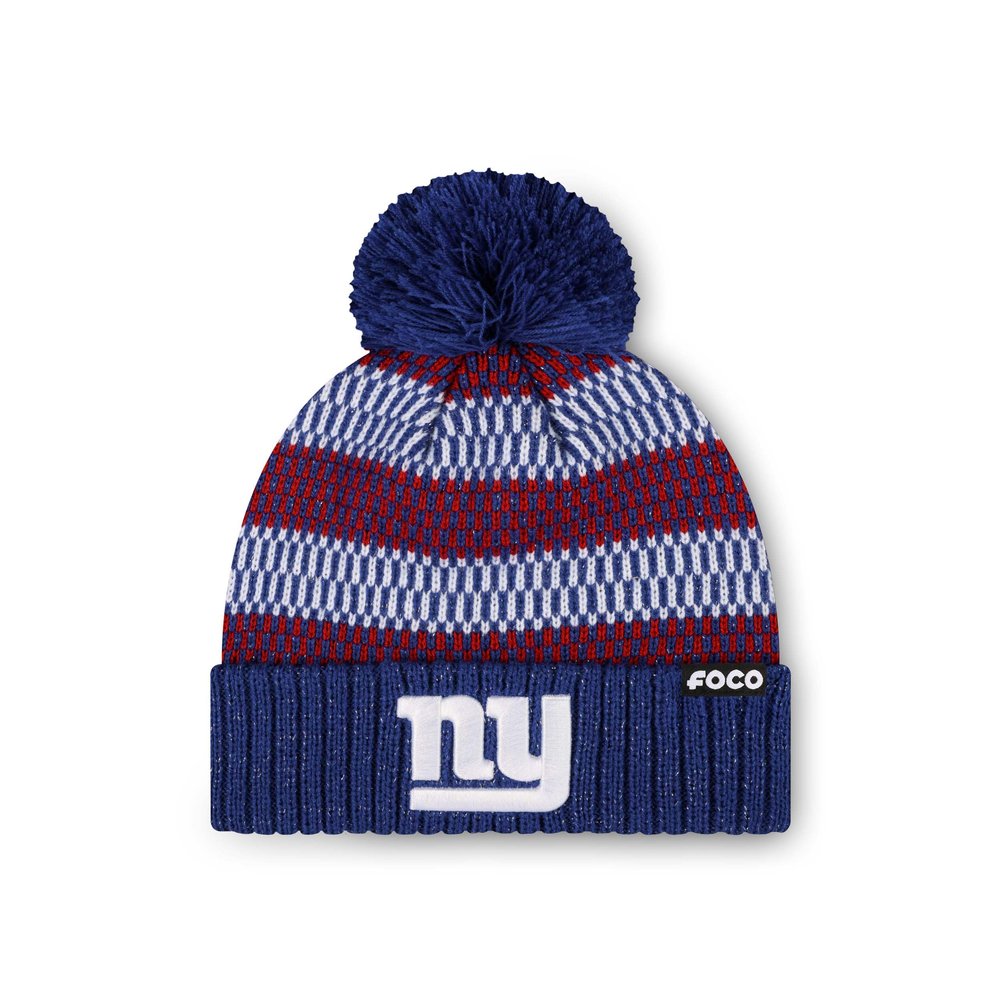 FOCO New York Giants NFL Womens Cozy Knit Metallic Thread Pom Beanie