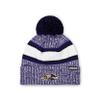 FOCO Baltimore Ravens NFL Heather Team Stripe Lined Pom Beanie view 1