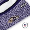 FOCO Baltimore Ravens NFL Heather Team Stripe Lined Pom Beanie view 3