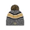 FOCO New Orleans Saints NFL Heather Team Stripe Lined Pom Beanie view 1