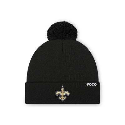 FOCO New Orleans Saints NFL Basic Primary Logo Pom Beanie - Black