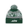 FOCO New York Jets NFL Primary Logo Stripe Pom Beanie - Dark Green view 1