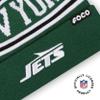 FOCO New York Jets NFL Primary Logo Stripe Pom Beanie - Dark Green view 3