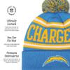 FOCO Los Angeles Chargers NFL Primary Logo Stripe Pom Beanie - Blue Raz view 4