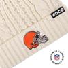 FOCO Cleveland Browns NFL Womens Primary Logo Cable Knit Pom Beanie - White view 3