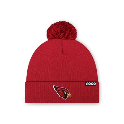 FOCO Arizona Cardinals NFL Basic Primary Logo Pom Beanie - Dark Red