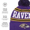 FOCO Baltimore Ravens NFL Primary Logo Stripe Pom Beanie - Purple view 4