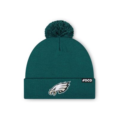 FOCO Philadelphia Eagles NFL Basic Primary Logo Pom Beanie - Midnight Green