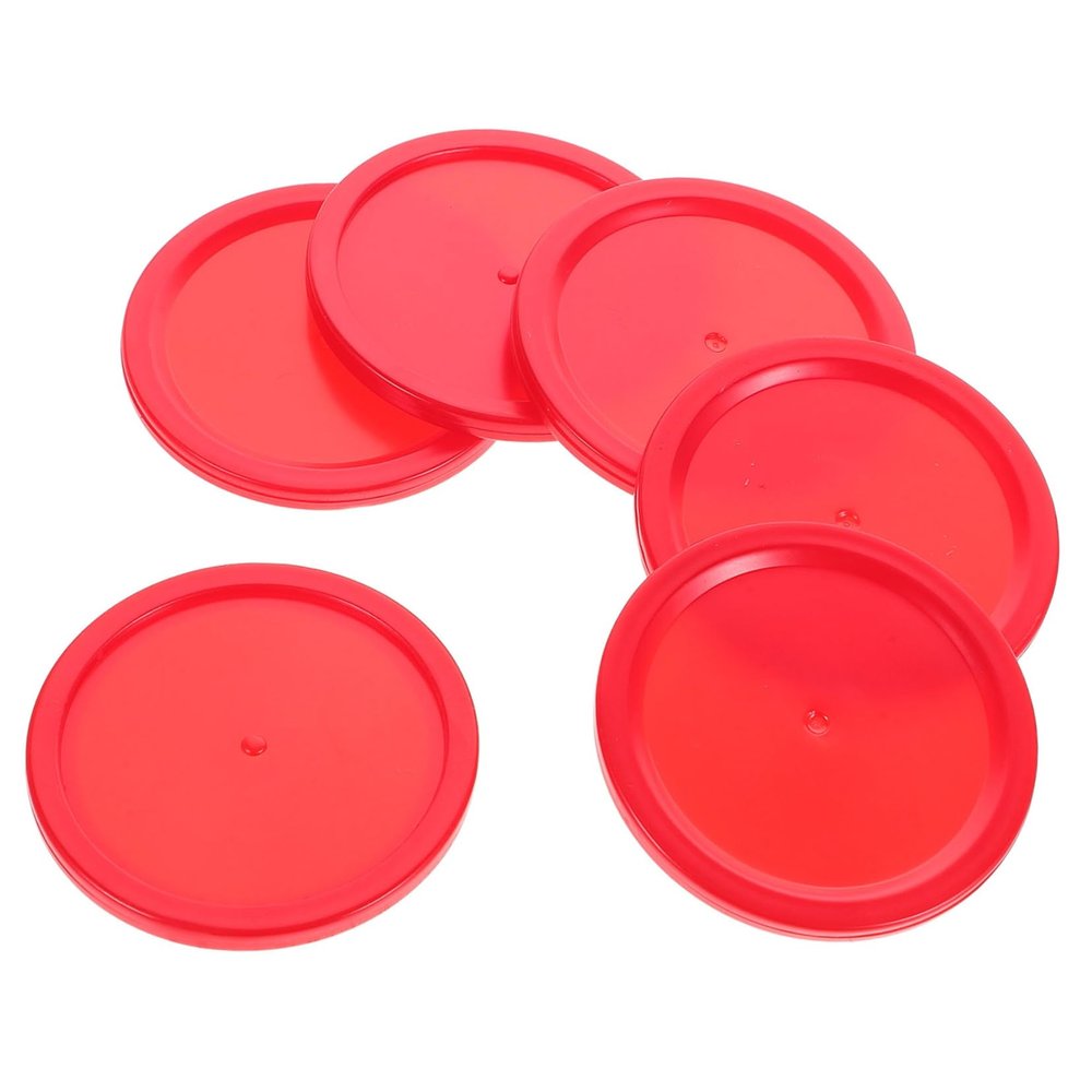 KOMBIUDA 6pcs Vibrant Color Ice Hockey Pucks for Indoor Game Tables Smooth Sliding Plastic Replacement Pucks for All Ages Desktop Ice Hockey Fun
