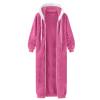 Fuzzy Fleece Jackets for Women Fall Winter Long Sleeve Warm Casual Full Zip Faux Fur Teddy Bear Hooded Cardigan Sherpa Coat Outwear Hot Pink view 2