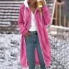 Fuzzy Fleece Jackets for Women Fall Winter Long Sleeve Warm Casual Full Zip Faux Fur Teddy Bear Hooded Cardigan Sherpa Coat Outwear Hot Pink view 3