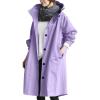 Lightweight Travel Fall Trench Coat for Women 2024 Petite Long Sleeve Single Breasted Long Hooded Windbreaker Jacket Overcoat with Pockets Purple view 1