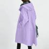 Lightweight Travel Fall Trench Coat for Women 2024 Petite Long Sleeve Single Breasted Long Hooded Windbreaker Jacket Overcoat with Pockets Purple view 3