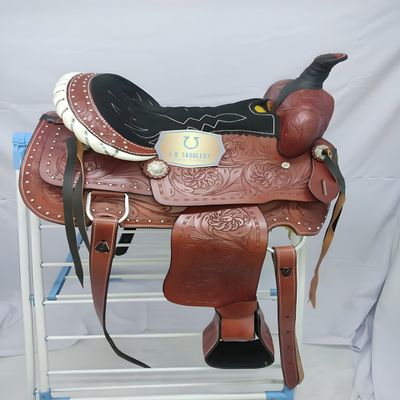 A H SADDLERY Horse Saddle American Leather Flex Tree Trail & Pleasure |American Saddle Horse |Leather Saddle |Saddle for Horses |Horse Saddle Western I Seat Size- 9" inches (8"-12")_195