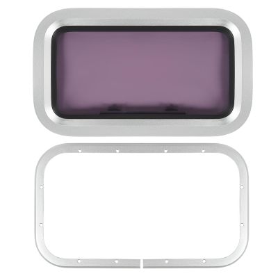 Brilluxa Boat Porthole Window, 429 x 171mm Rectangular Marine portlight with Internal Opening Ventilation Hatch, Deck Hatch Window for Boat Yacht RV, Marine Porthole Replacement