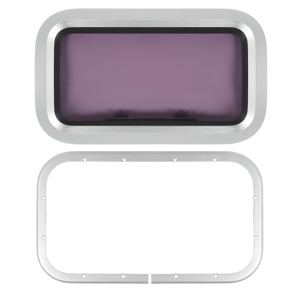 Brilluxa Boat Porthole Window, 429 x 171mm Rectangular Marine portlight with Internal Opening Ventilation Hatch, Deck Hatch Window for Boat Yacht RV, Marine Porthole Replacement