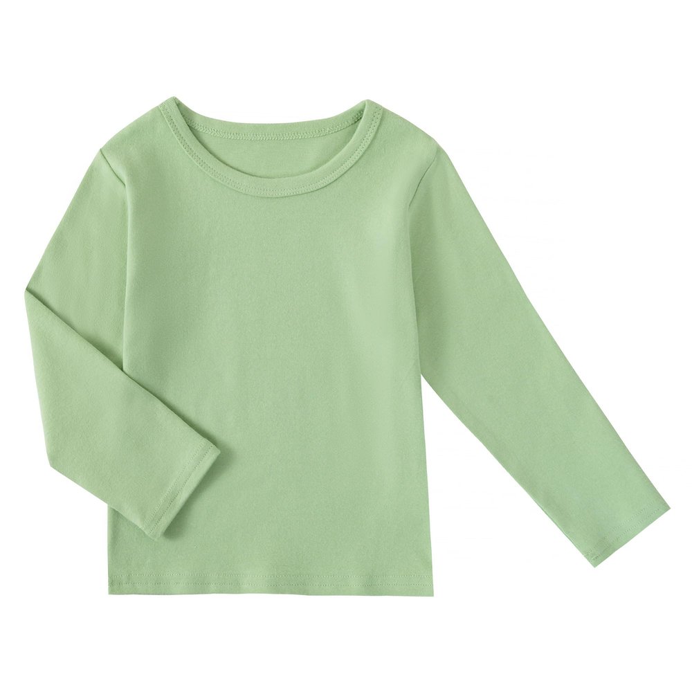 Big Boys Girls Long Sleeve T-Shirts Kids Soft Cotton Basic Layering Tee Tops Undershirts (Green,9-10Years)