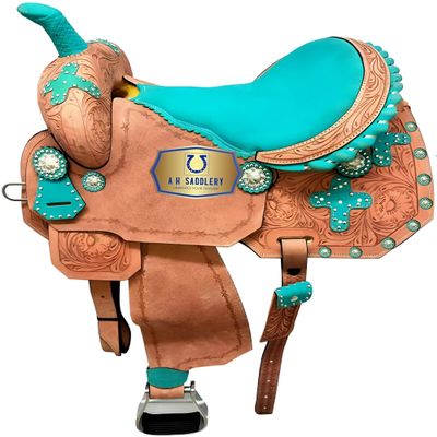 A H SADDLERY Horse Saddle American Leather Flex Tree Trail & Pleasure |American Saddle Horse |Leather Saddle |Saddle for Horses |Horse Saddle Western I Seat Size- 11.5" inches (8"-12")_199