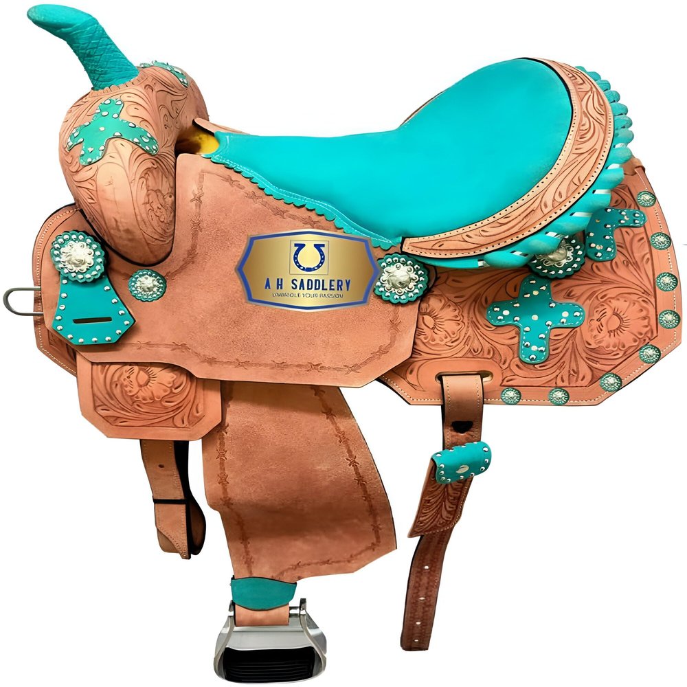 A H SADDLERY Horse Saddle American Leather Flex Tree Trail & Pleasure |American Saddle Horse |Leather Saddle |Saddle for Horses |Horse Saddle Western I Seat Size- 11.5" inches (8"-12")_199