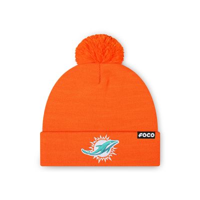 FOCO Miami Dolphins NFL Basic Primary Logo Pom Beanie - Orange