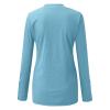 Blouses for Women Dressy Casual Long Sleeve Square Neck Ribbed Knit Henley T Shirts Solid Color Basic Going Out Tunic Tops 2024 Fashion Fall Clothes Outfits Light Blue view 3