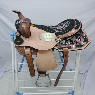 A H SADDLERY Horse Saddle American Leather Flex Tree Trail & Pleasure |American Saddle Horse |Leather Saddle |Saddle for Horses |Horse Saddle Western I Seat Size- 8.5" inches (8"-12")_196