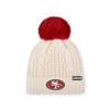 FOCO San Francisco 49ers NFL Womens Primary Logo Cable Knit Pom Beanie - White view 1