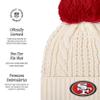 FOCO San Francisco 49ers NFL Womens Primary Logo Cable Knit Pom Beanie - White view 4