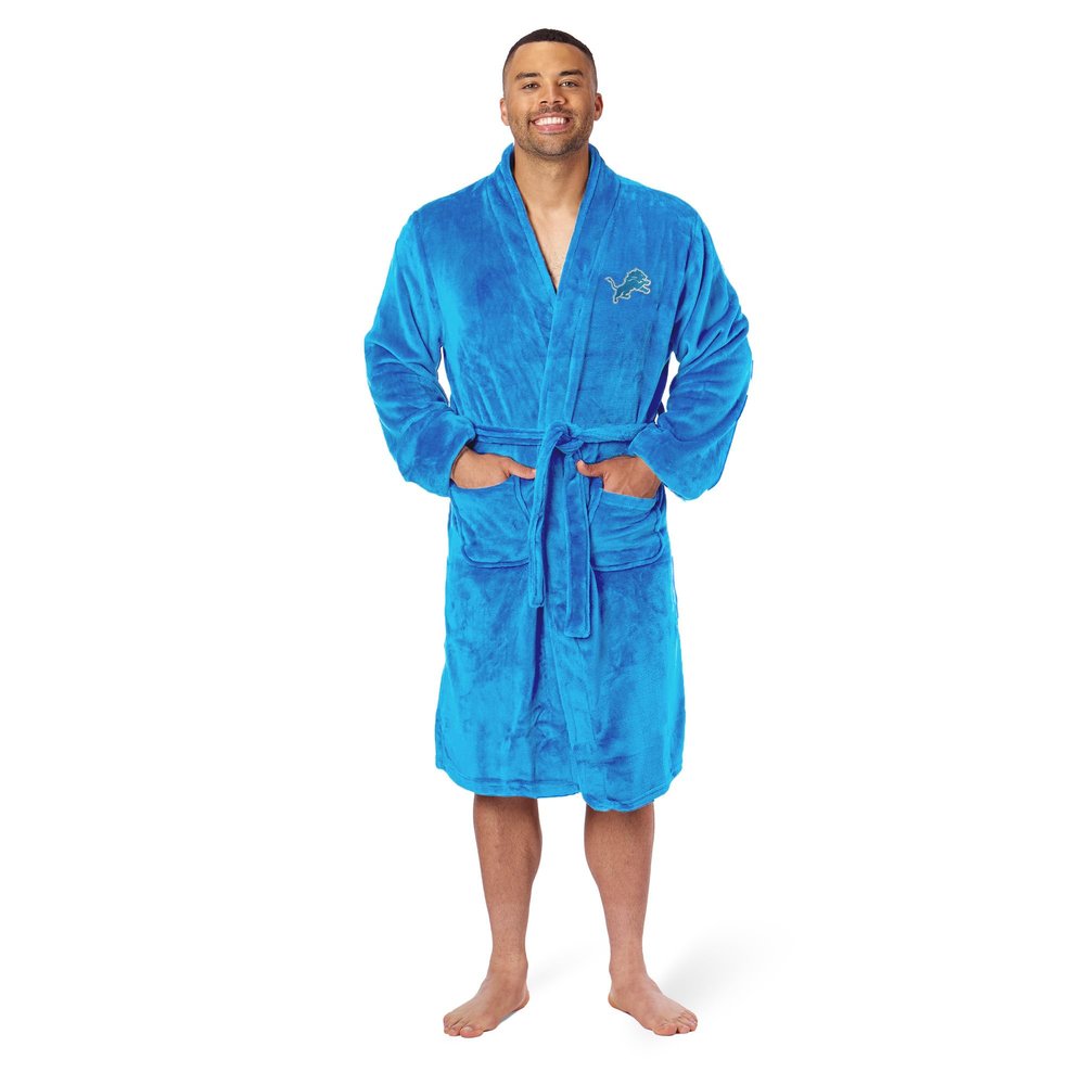 NFL Detroit Lions Adult Unisex Silk Touch Bathrobe, Large/X-Large, Blue, Officially Licensed Loungewear, Soft Plush Polyester